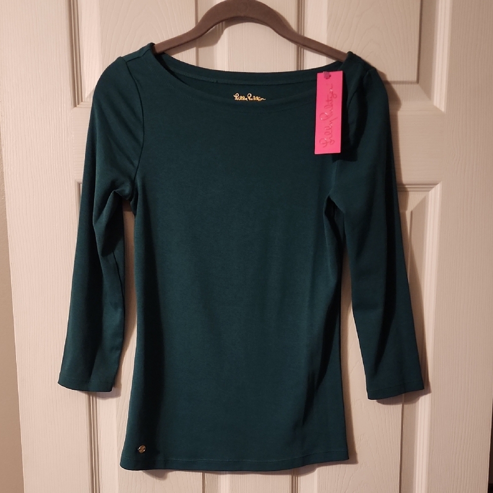 Lilly Pulitzer Hosta Green Long Sleeve Top Nwt Size XS